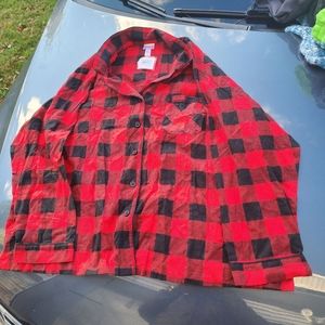 Women's Holiday Buffalo Check Plaid Flannel Pajama Top shirt - Wondershop